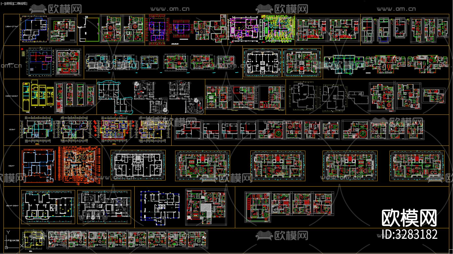 2024大平层平面优化cad图库下载（渲染图9）