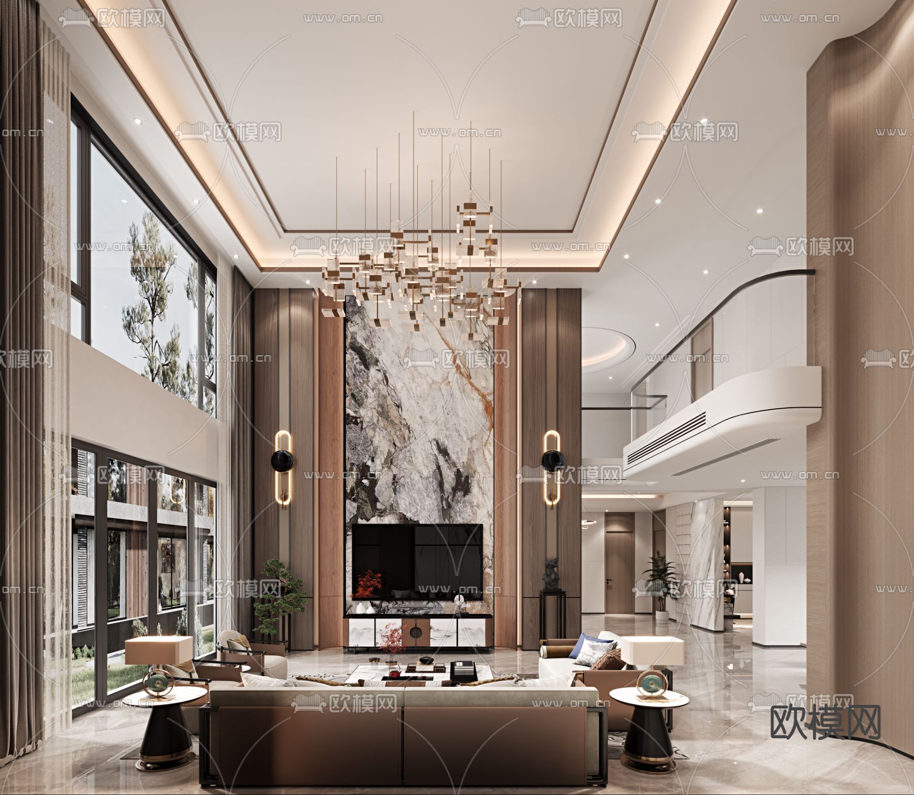 别墅客厅3d模型下载