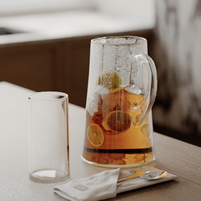  果汁 水杯 餐具 叉子 汤勺su模型 