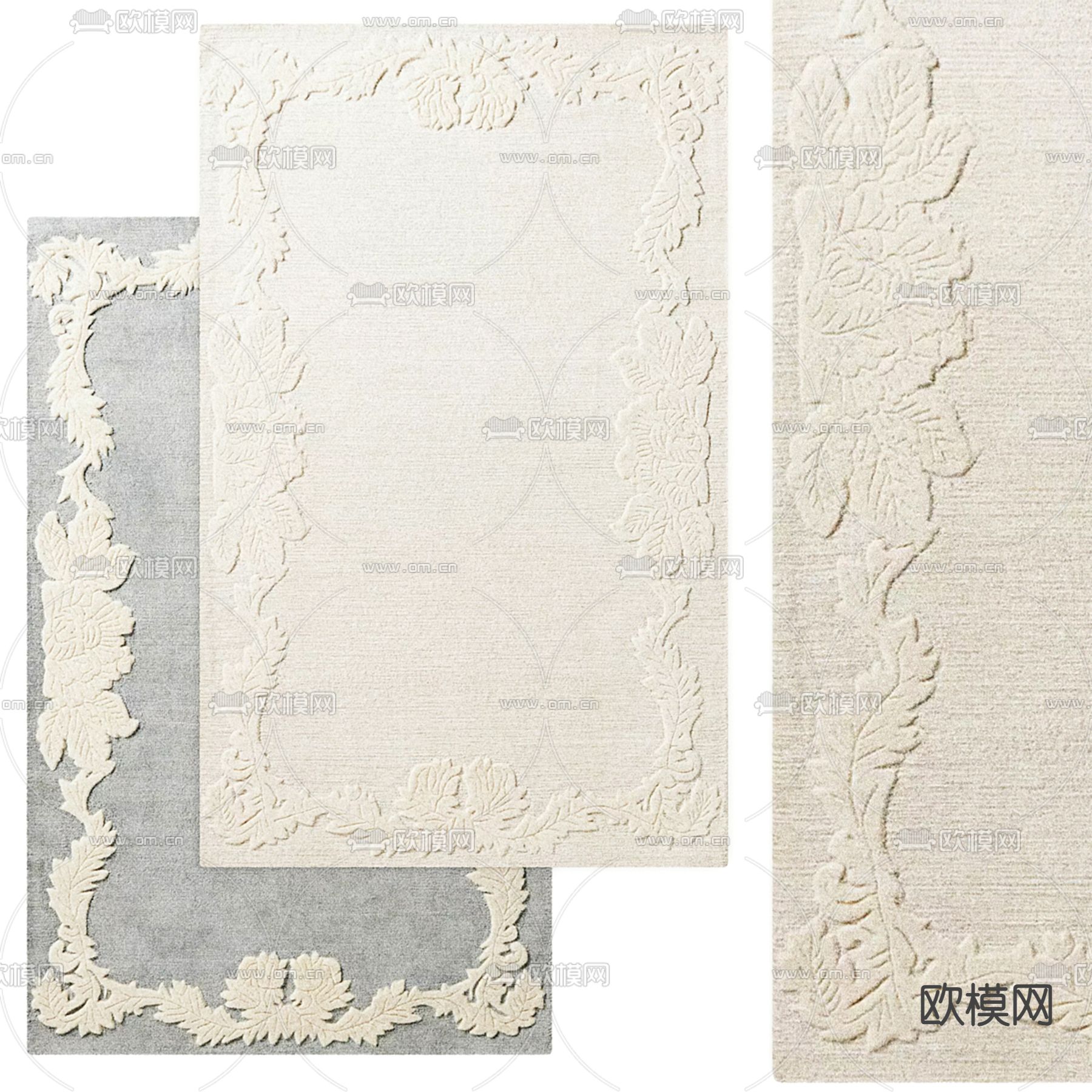 欧式地毯 毛绒地毯3d模型下载（渲染图1）