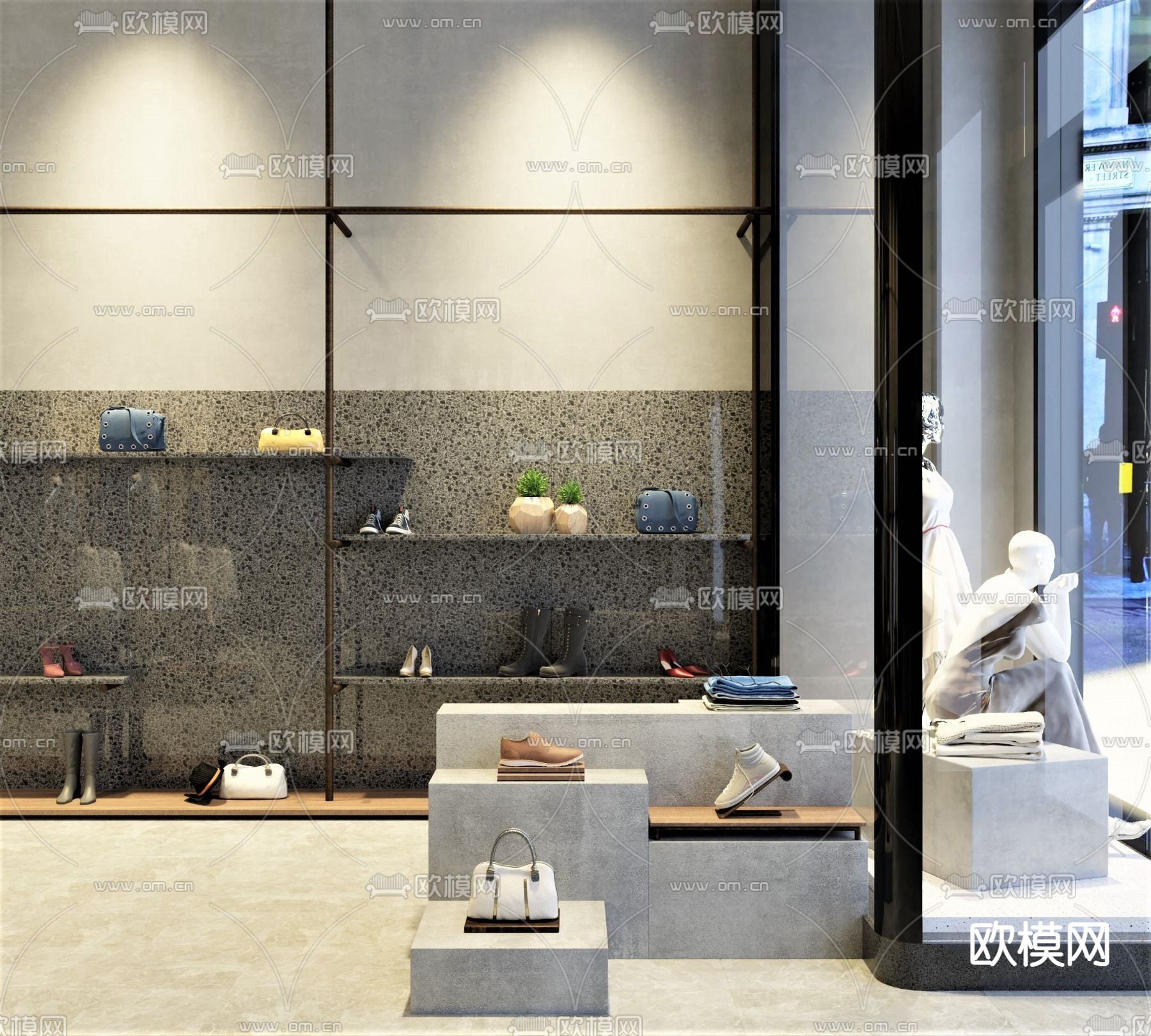 工业风鞋店3d模型下载