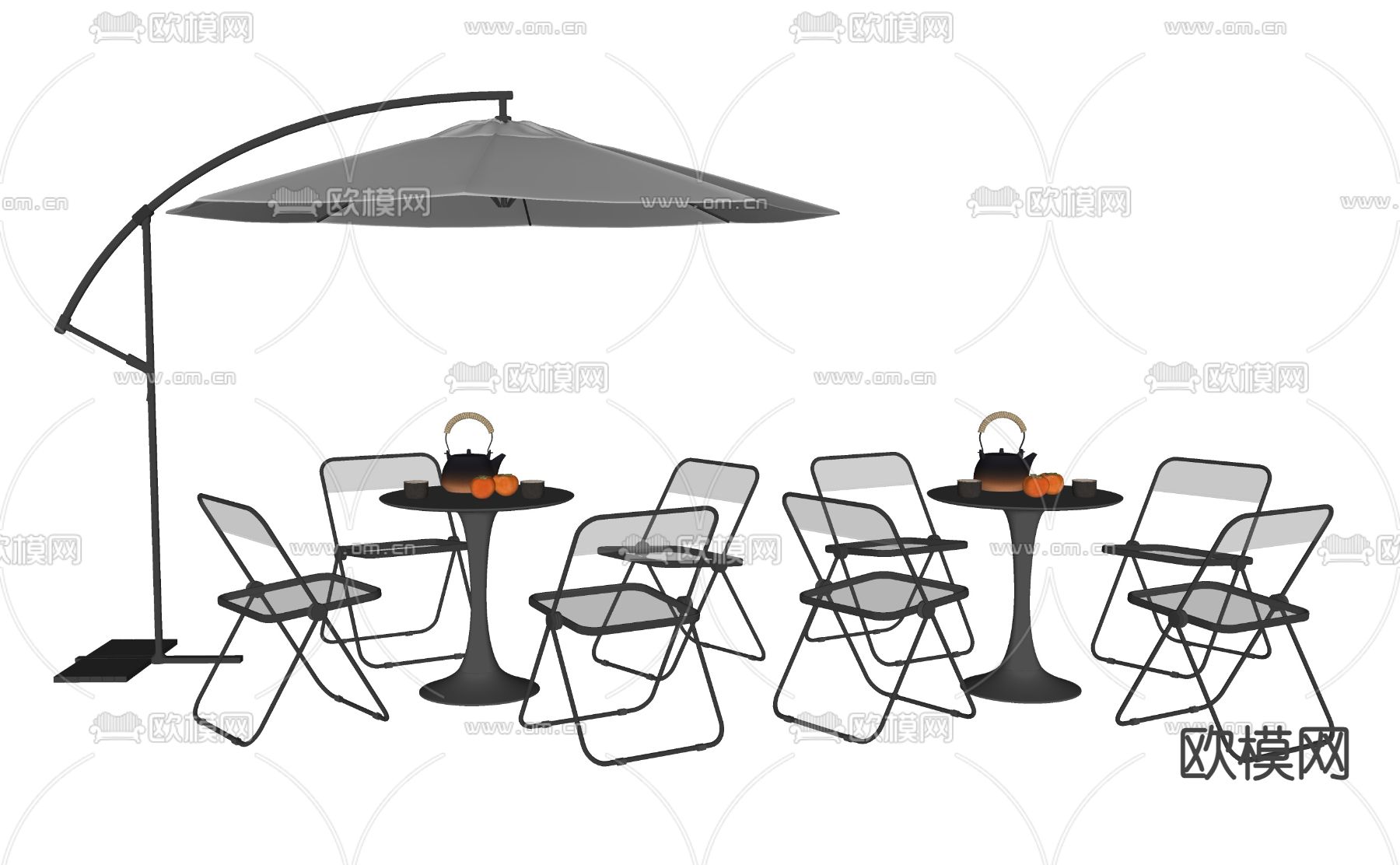 折叠椅 户外桌椅 露营桌椅su模型下载（渲染图2）