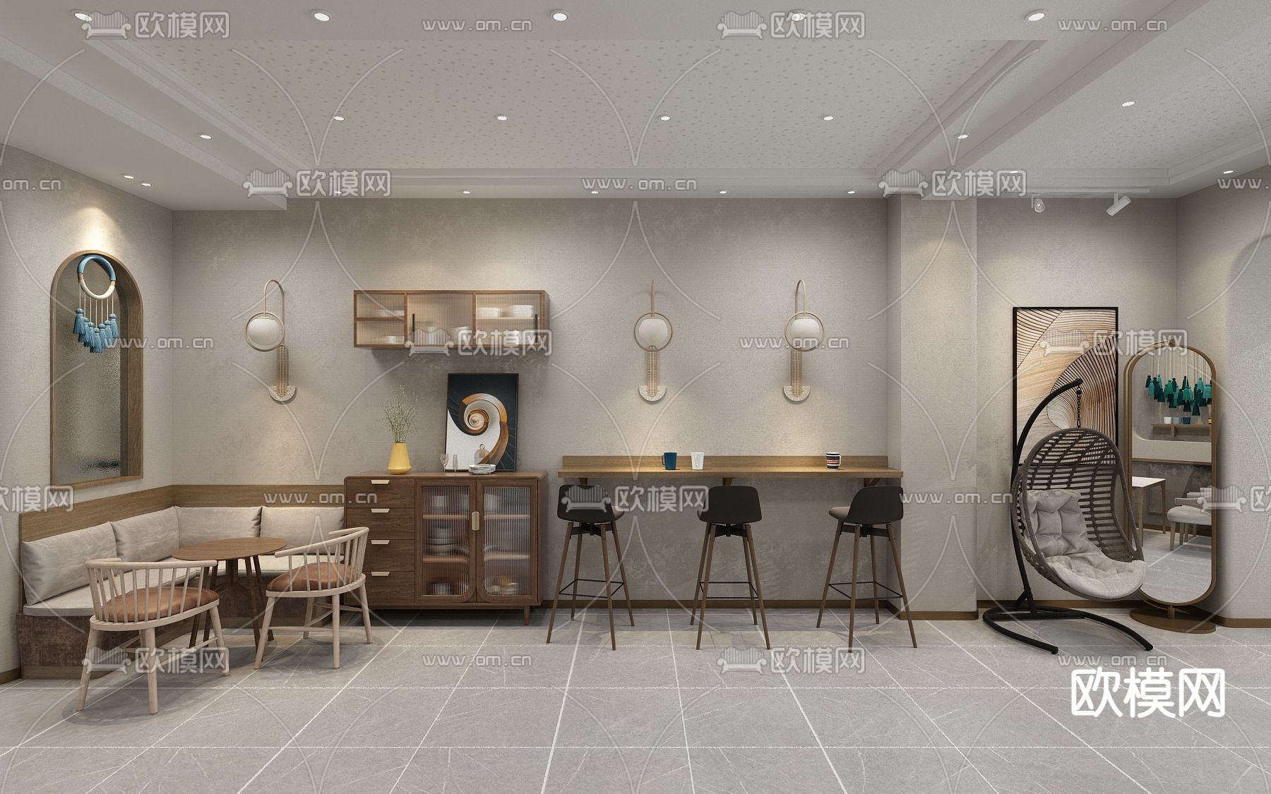 现代甜品店 面包店3d模型下载（渲染图2）