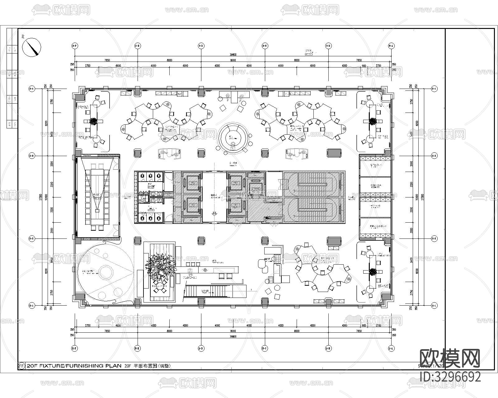 57套办公室cad施工图下载（渲染图10）