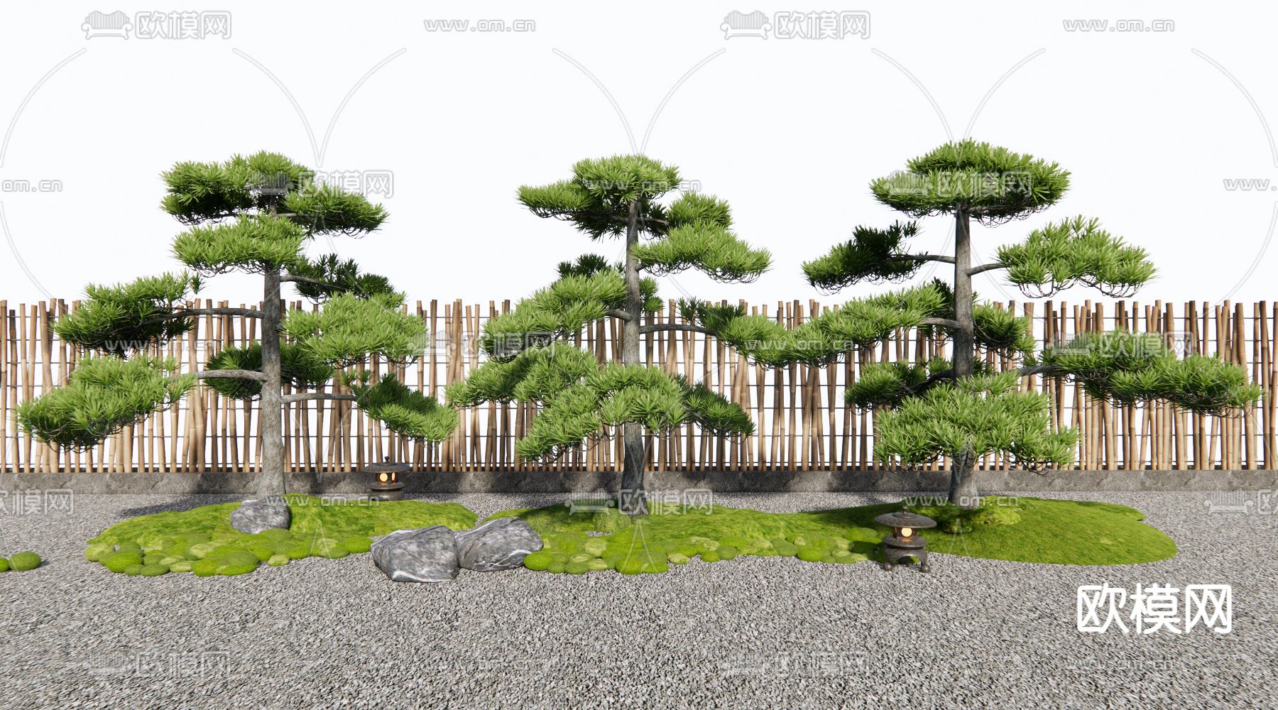 新中式松树 罗汉松su模型下载（渲染图1）