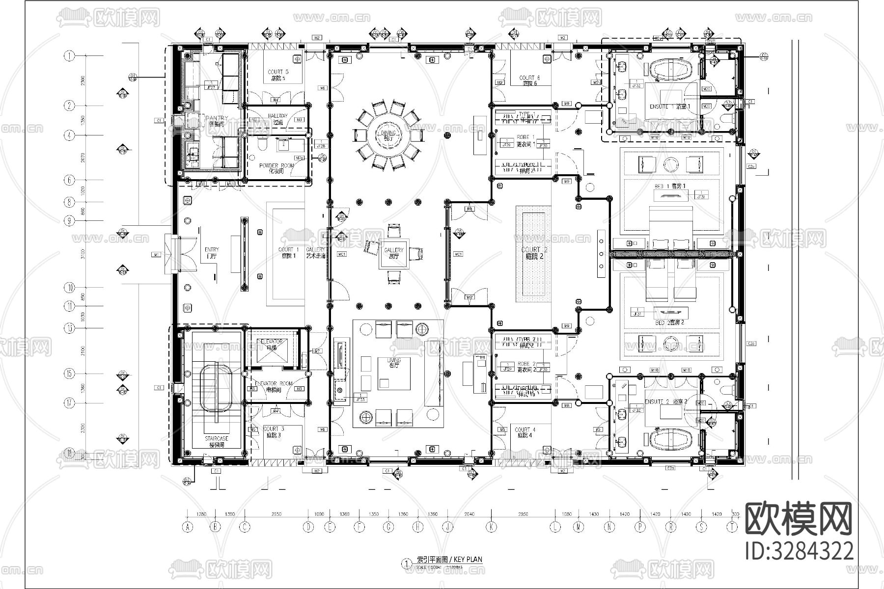 酒店客栈乡村改造装修设计cad图库下载（渲染图9）
