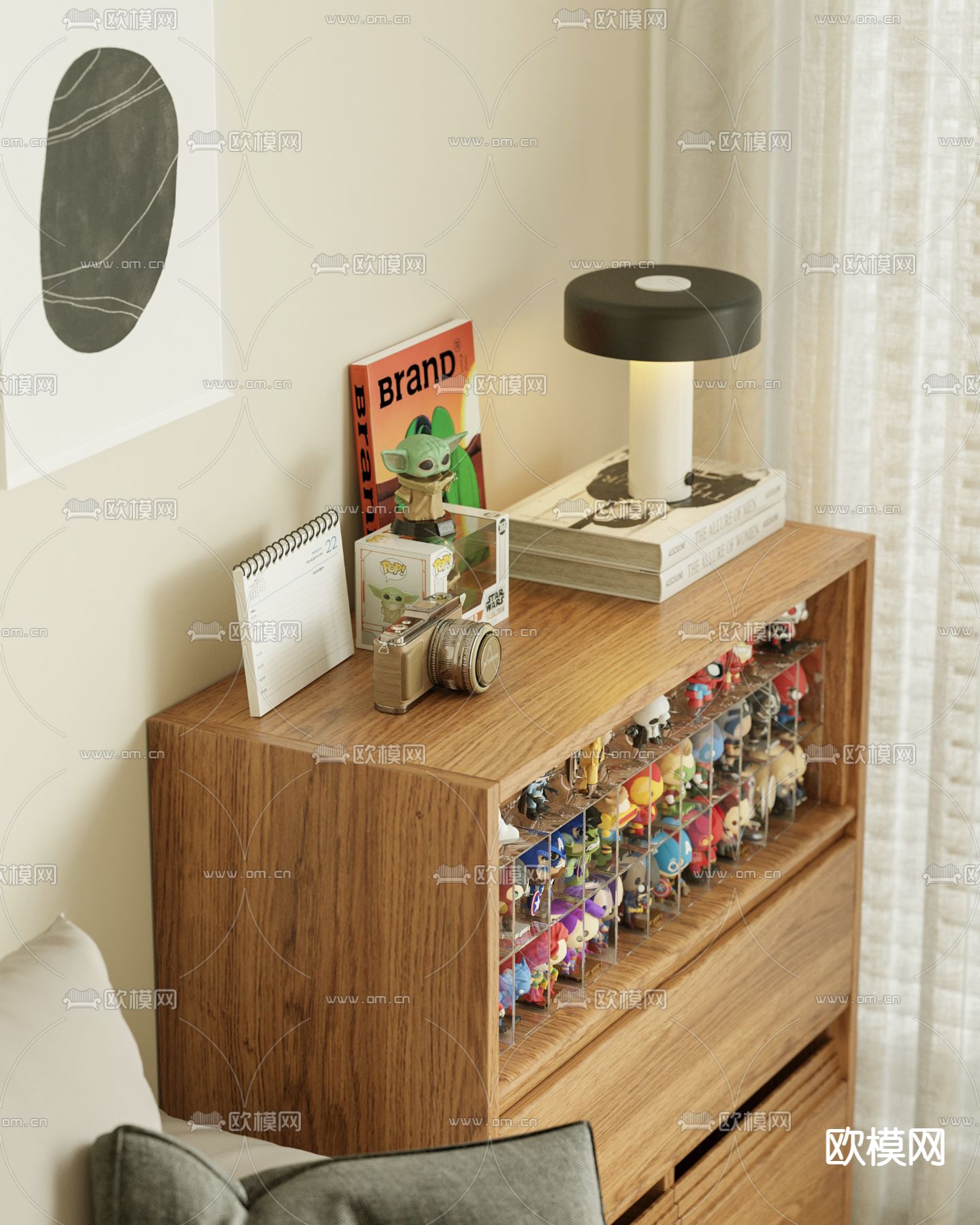 装饰柜 卡通手办柜3d模型下载（渲染图2）