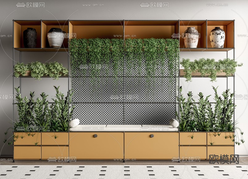 植物架 置物架 卡位沙发su模型下载(渲染图1)