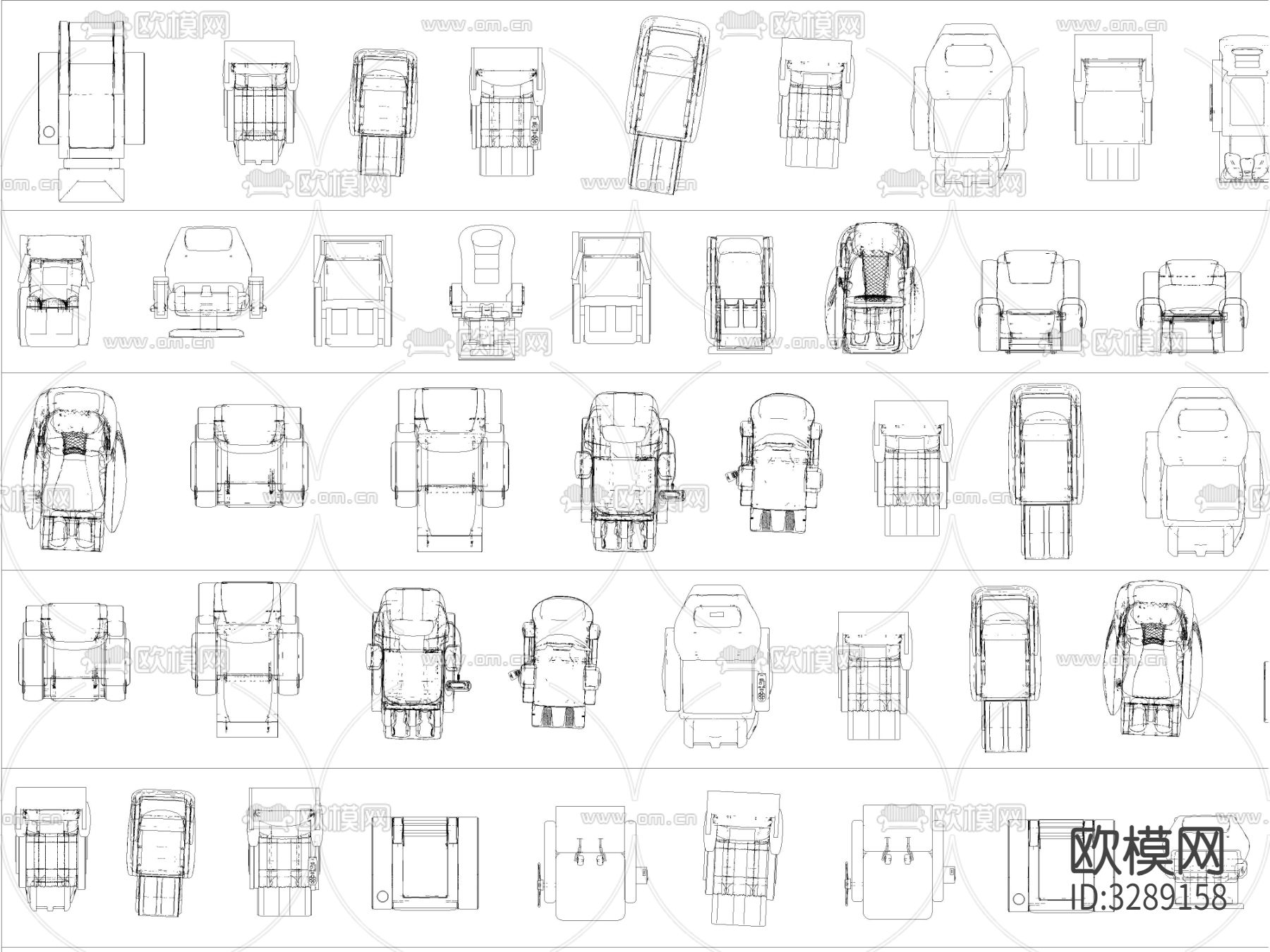 最新按摩椅按摩沙发沙发椅cad图库下载（渲染图2）