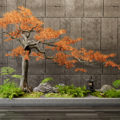  新中式室内植物 景观造景su模型 