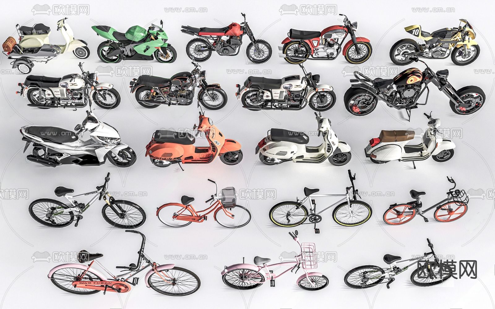 电动车 摩托车 非机动车3d模型下载