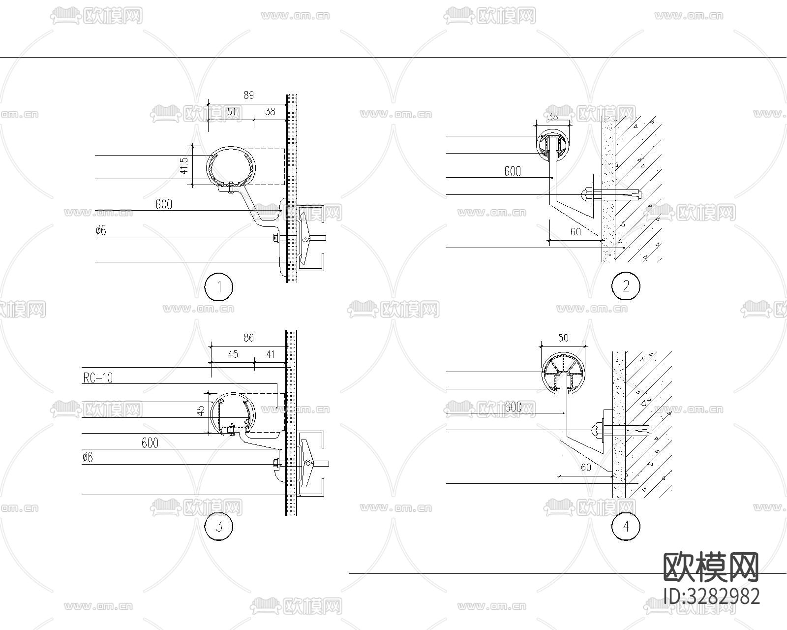扶手护角 金属板镜面cad大样图下载（渲染图1）