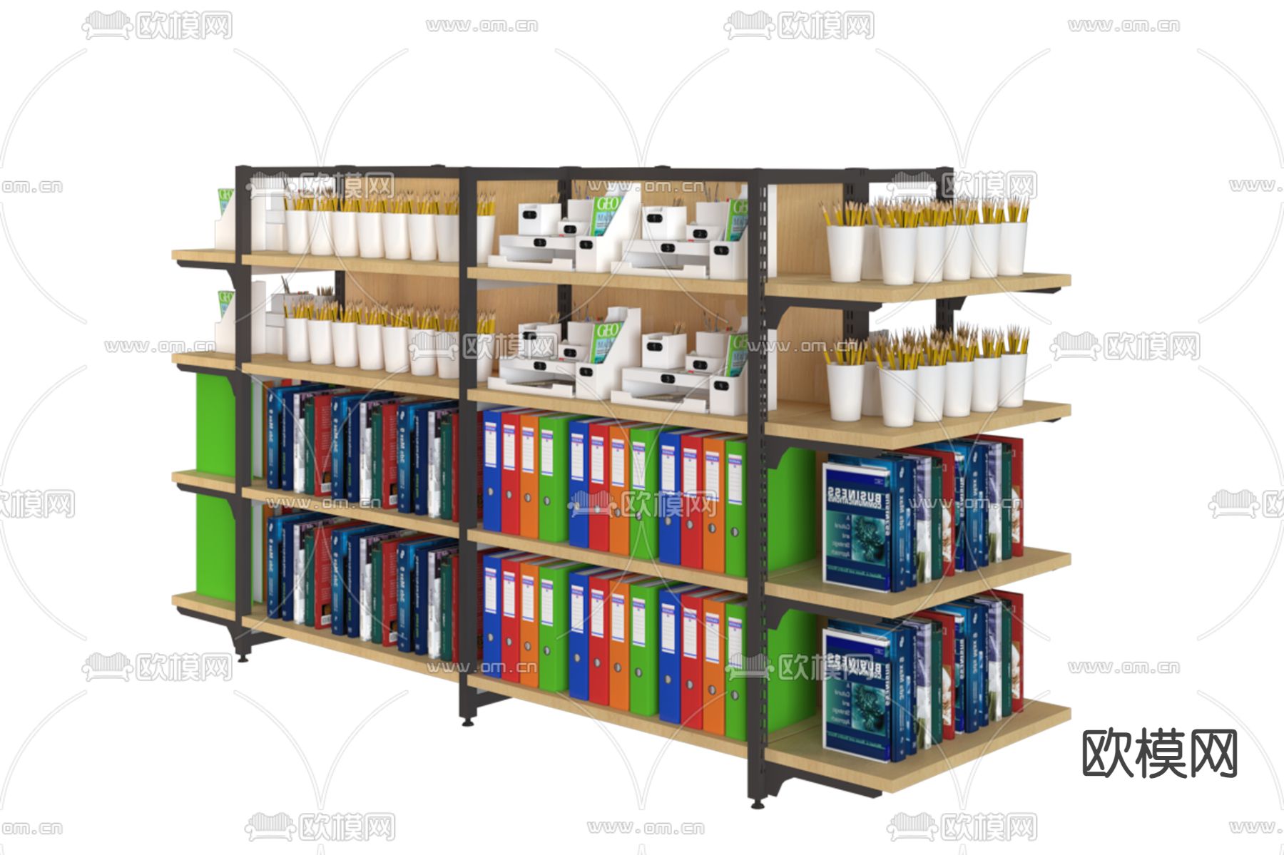 货架展柜 文具店货架 中岛架su模型下载（渲染图2）