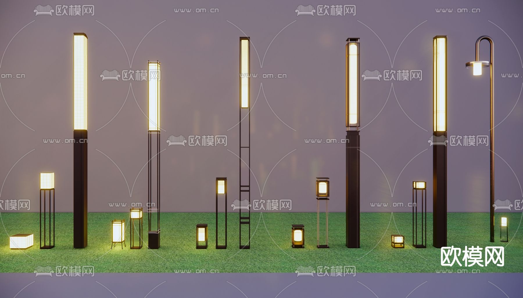 景观庭院灯 草坪灯3d模型下载（渲染图3）
