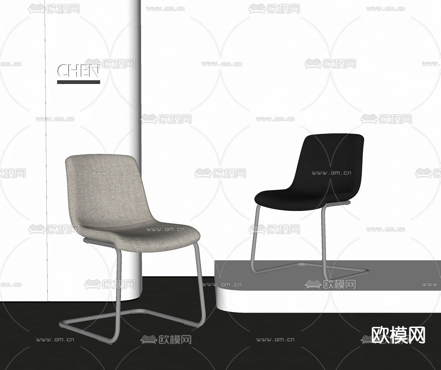 现代餐椅 单椅su模型下载（渲染图2）