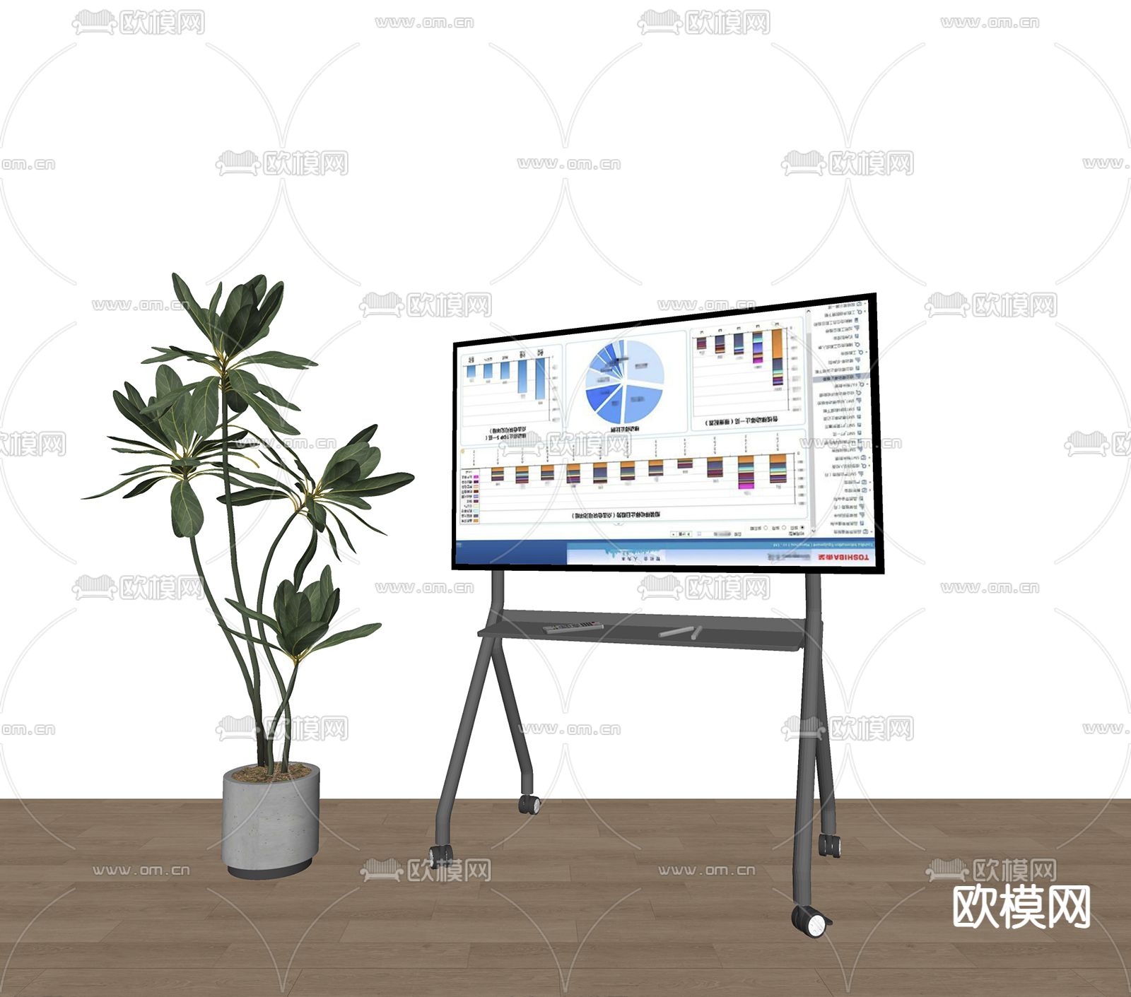 现代支架电视su模型下载（渲染图1）