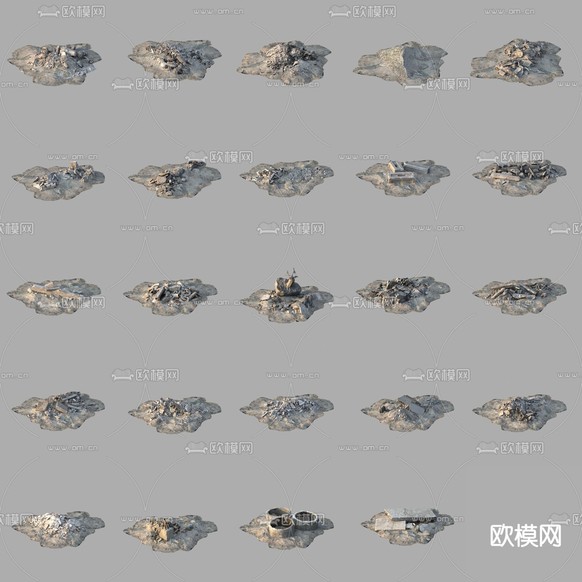 建渣 石头堆 建筑废料 废弃材料3d模型下载