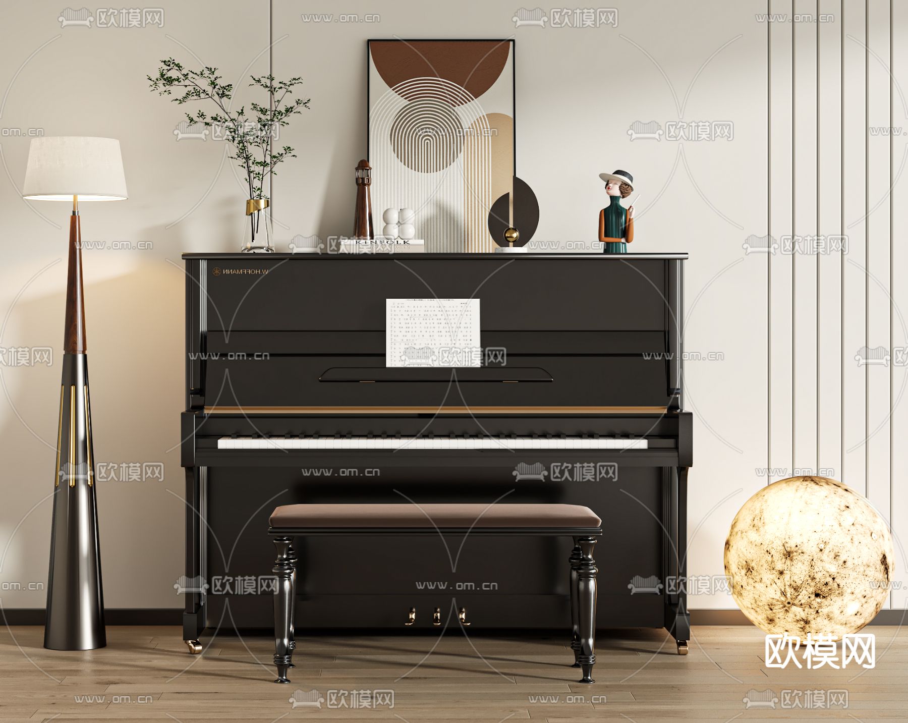 烤漆钢琴3d模型下载
