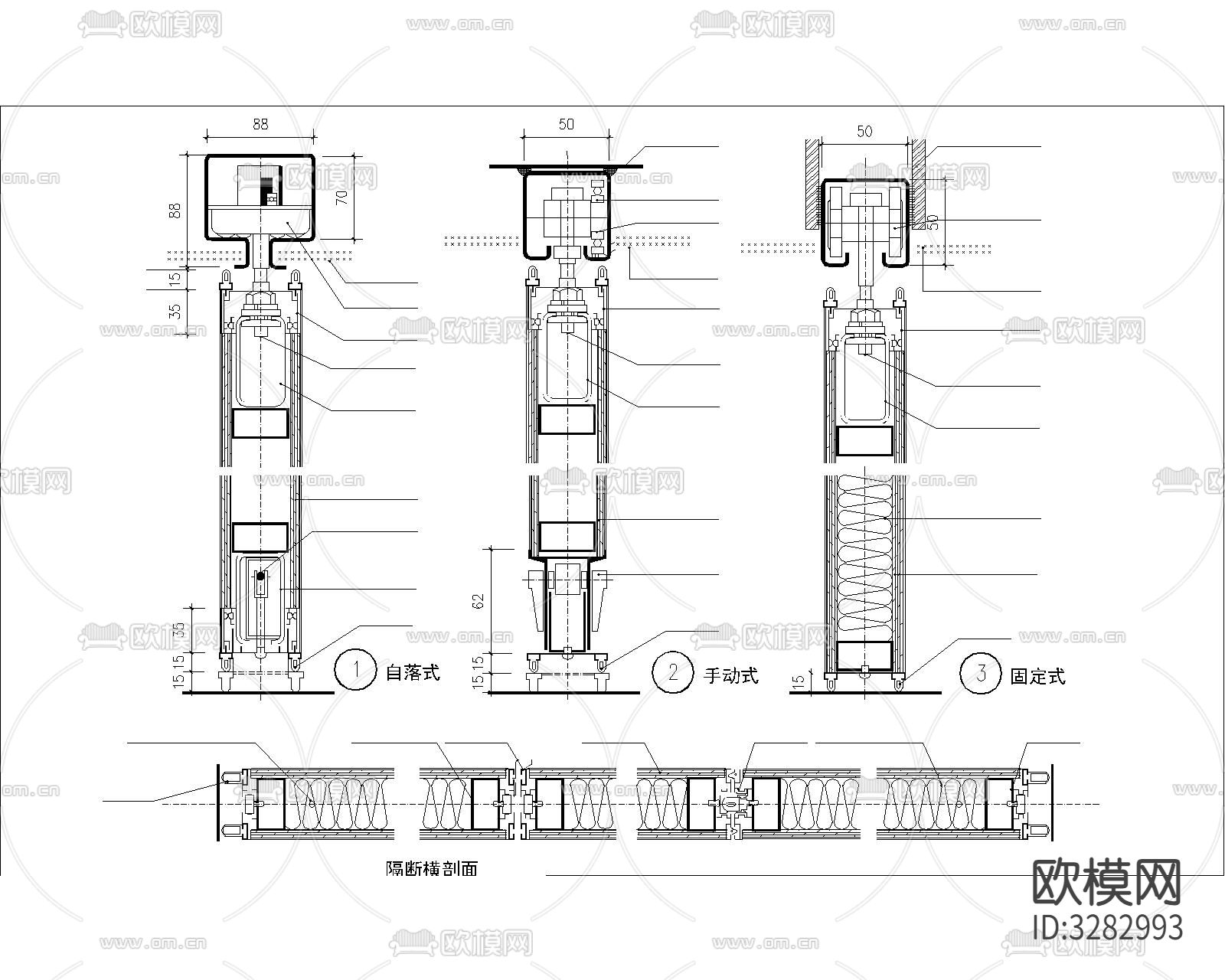 活动隔断cad图库下载（渲染图2）