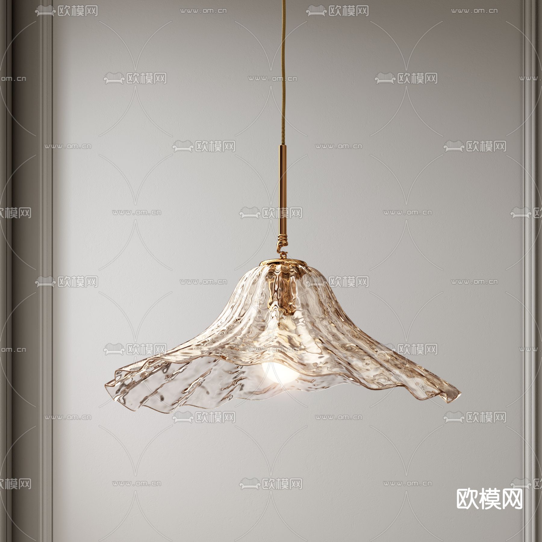 美式玻璃吊灯 异形玻璃吊灯3d模型下载