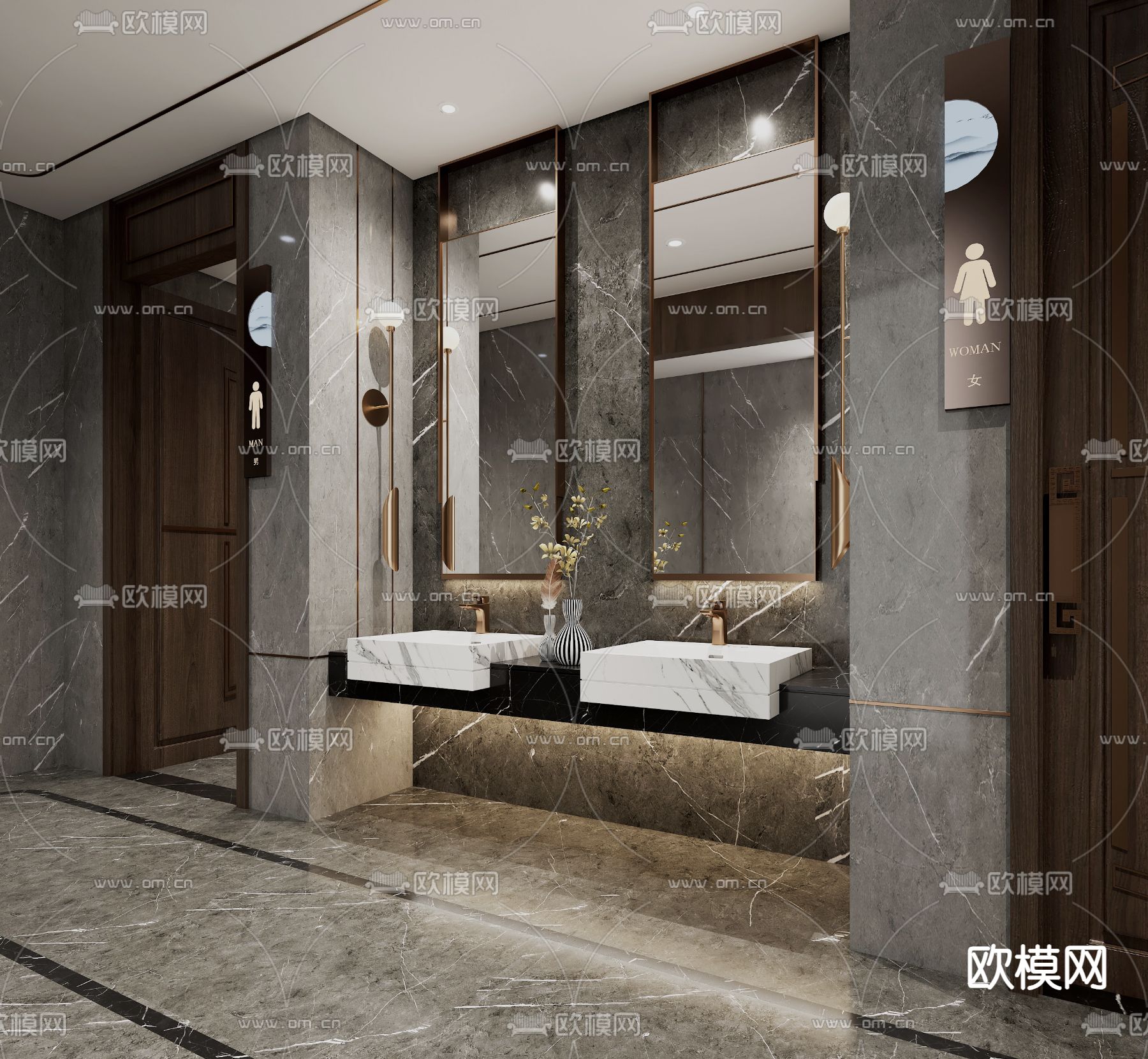 酒店卫生间 洗手间 厕所3d模型下载