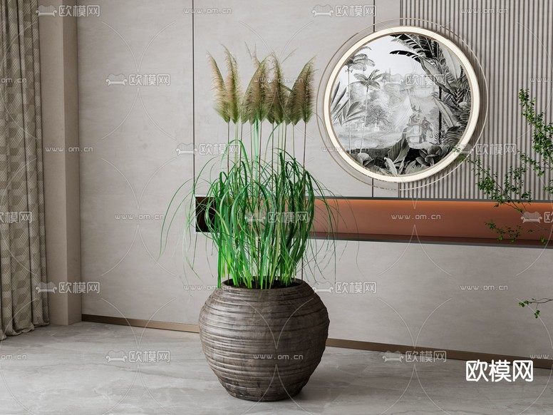 侘寂绿植盆栽 盆景3d模型下载