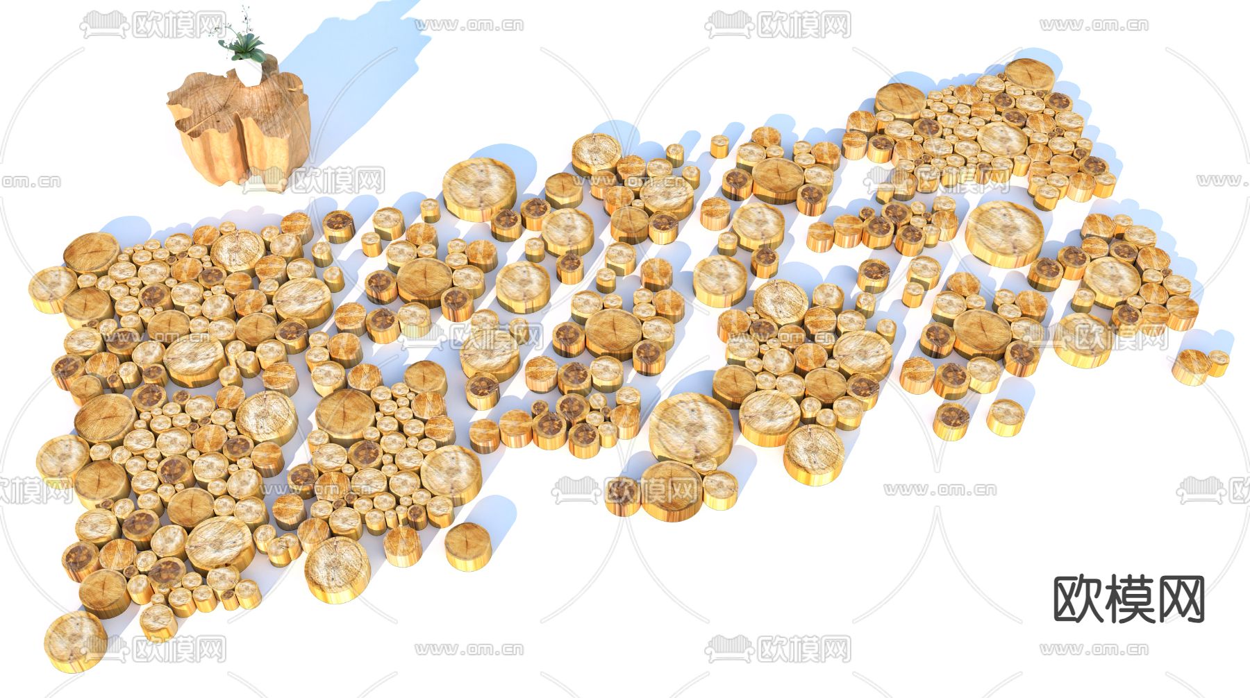 木头堆景观小品 木头装饰小品3d模型下载