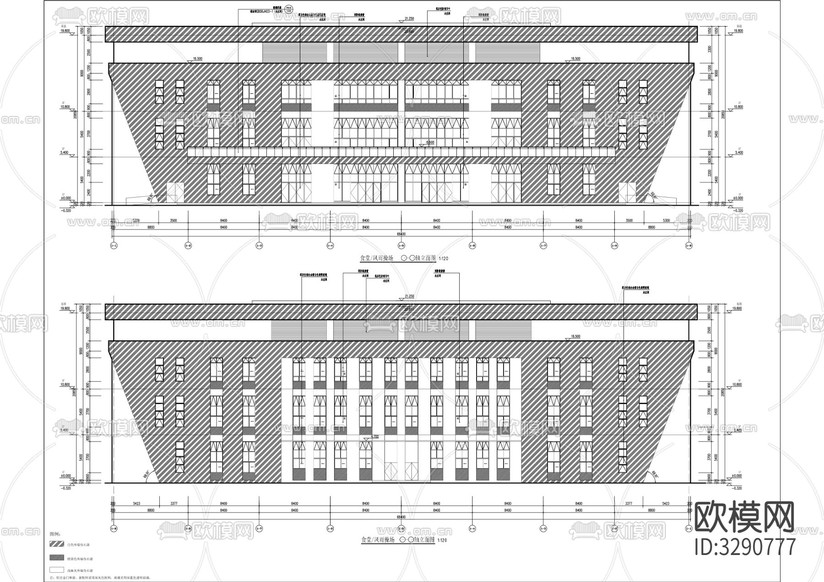 中學(xué)綜合樓 食堂 宿舍建筑cad施工圖下載(渲染圖8)
