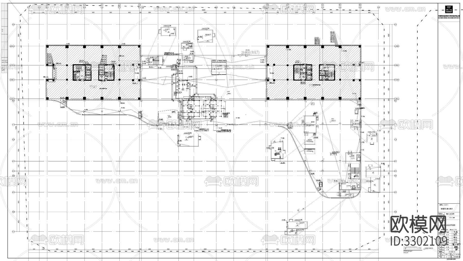 高层公建给排水cad施工图下载（渲染图1）