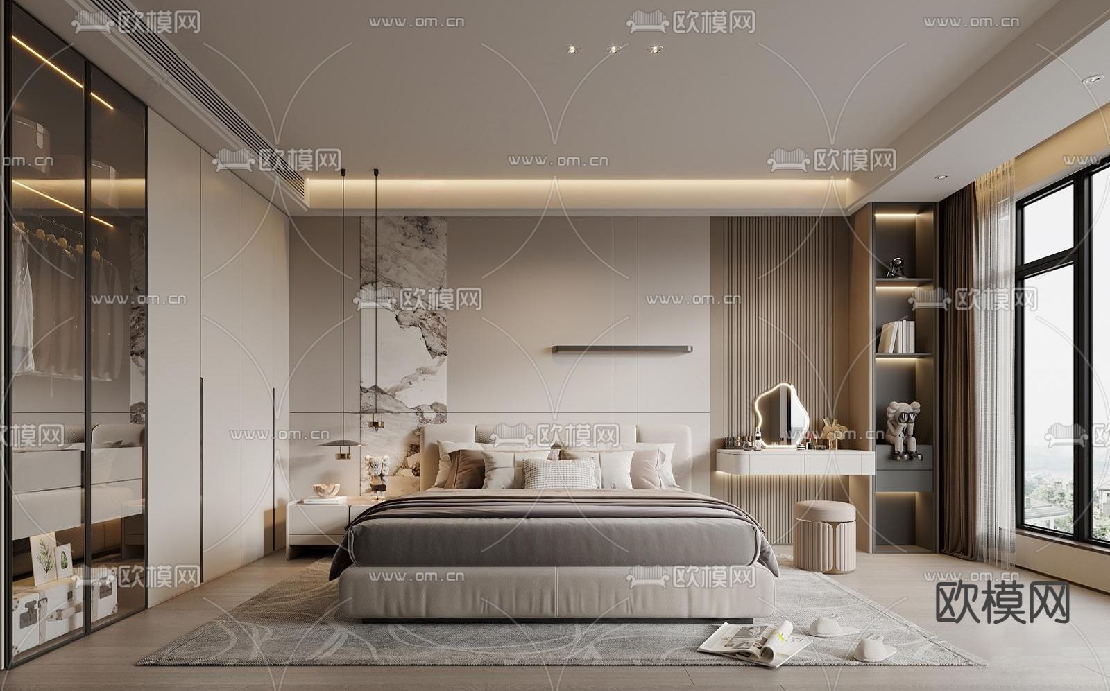 轻奢卧室 主人房3d模型下载