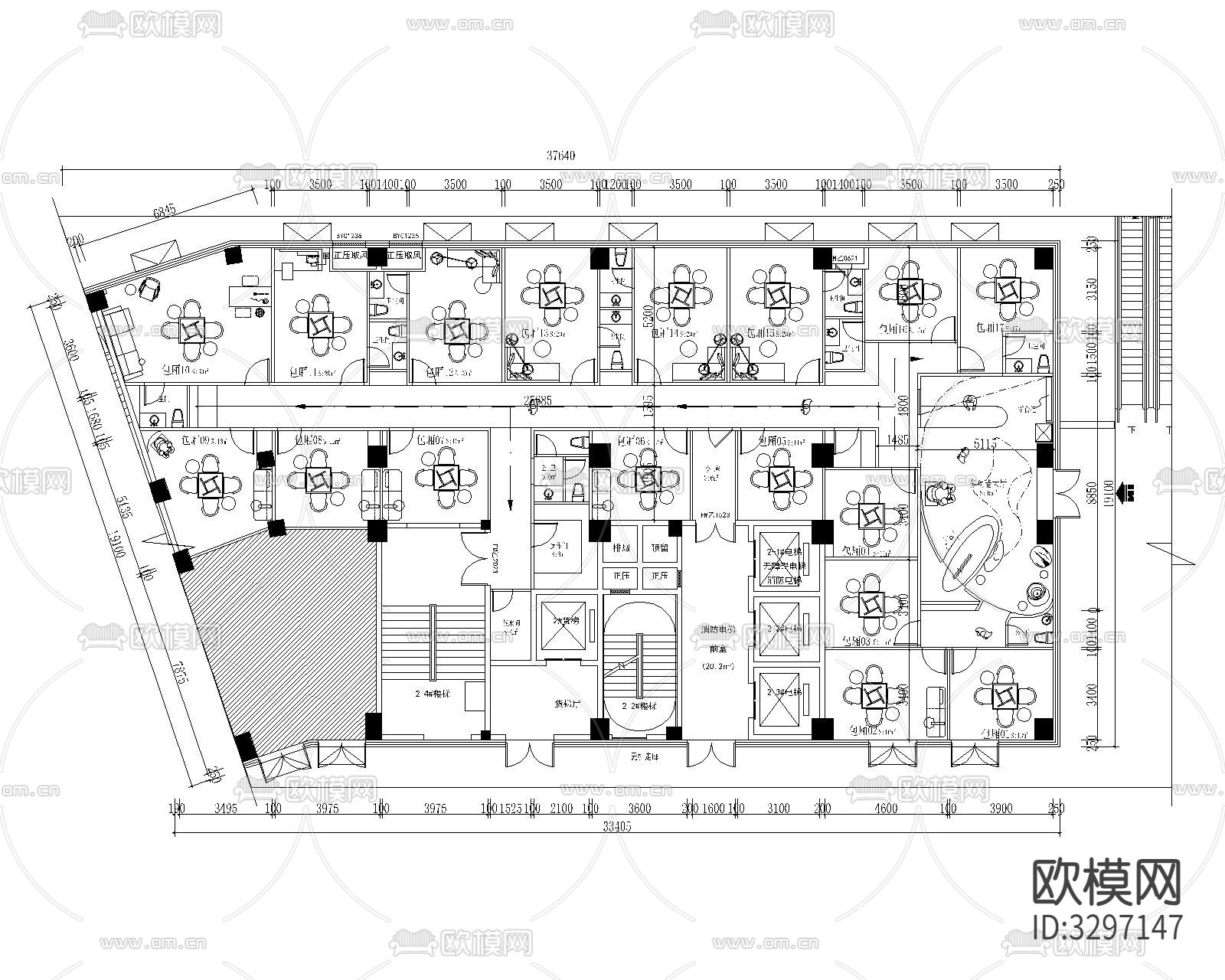 10套棋牌室cad平面图下载（渲染图10）
