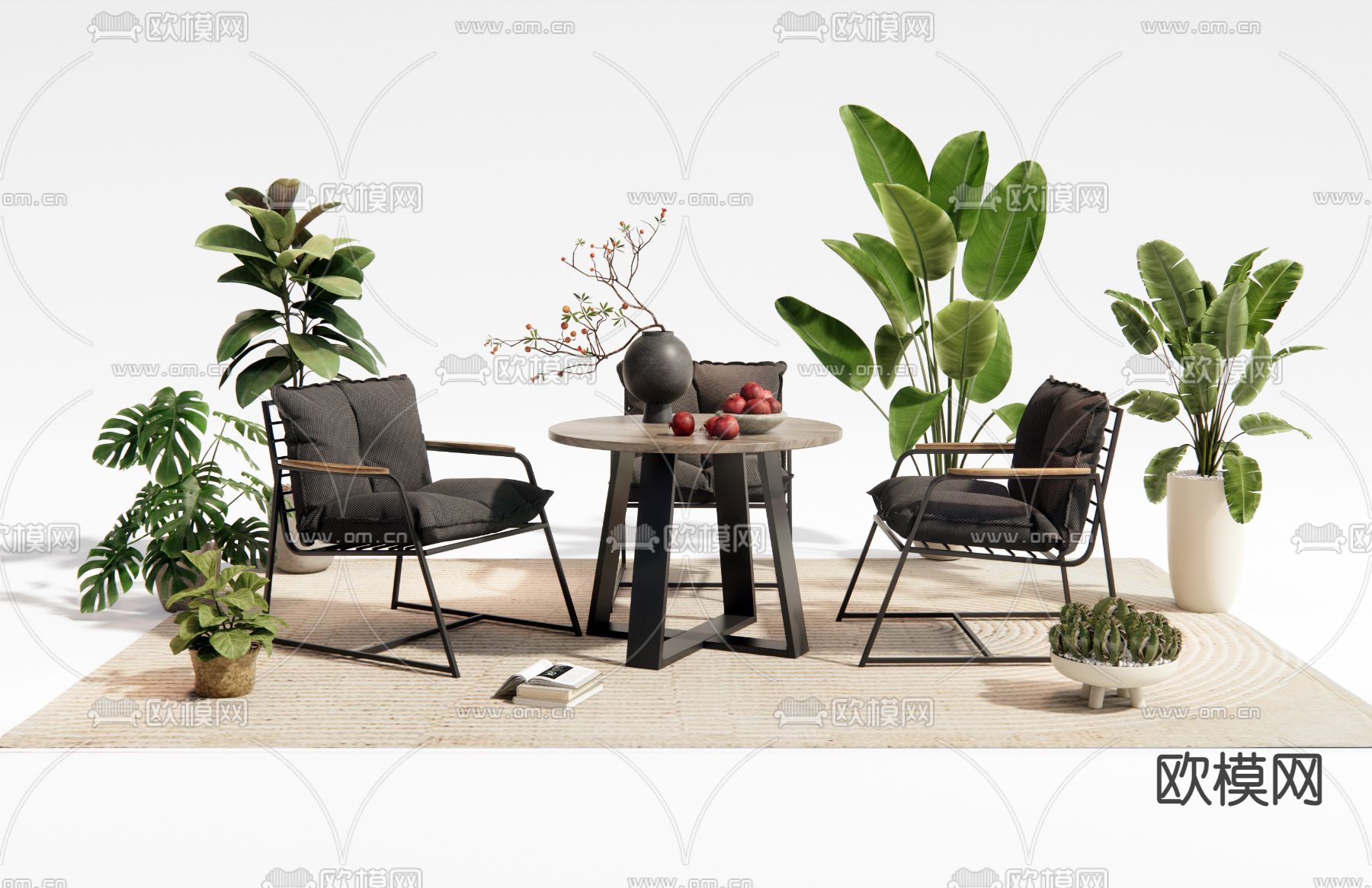 现代休闲桌椅 户外椅3d模型下载