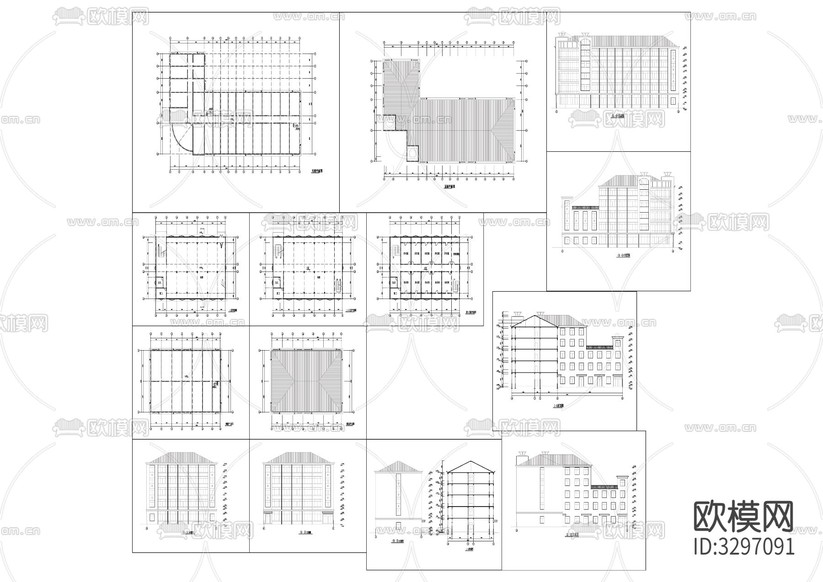 8工業(yè)廠房建筑cad立面圖下載(渲染圖1)