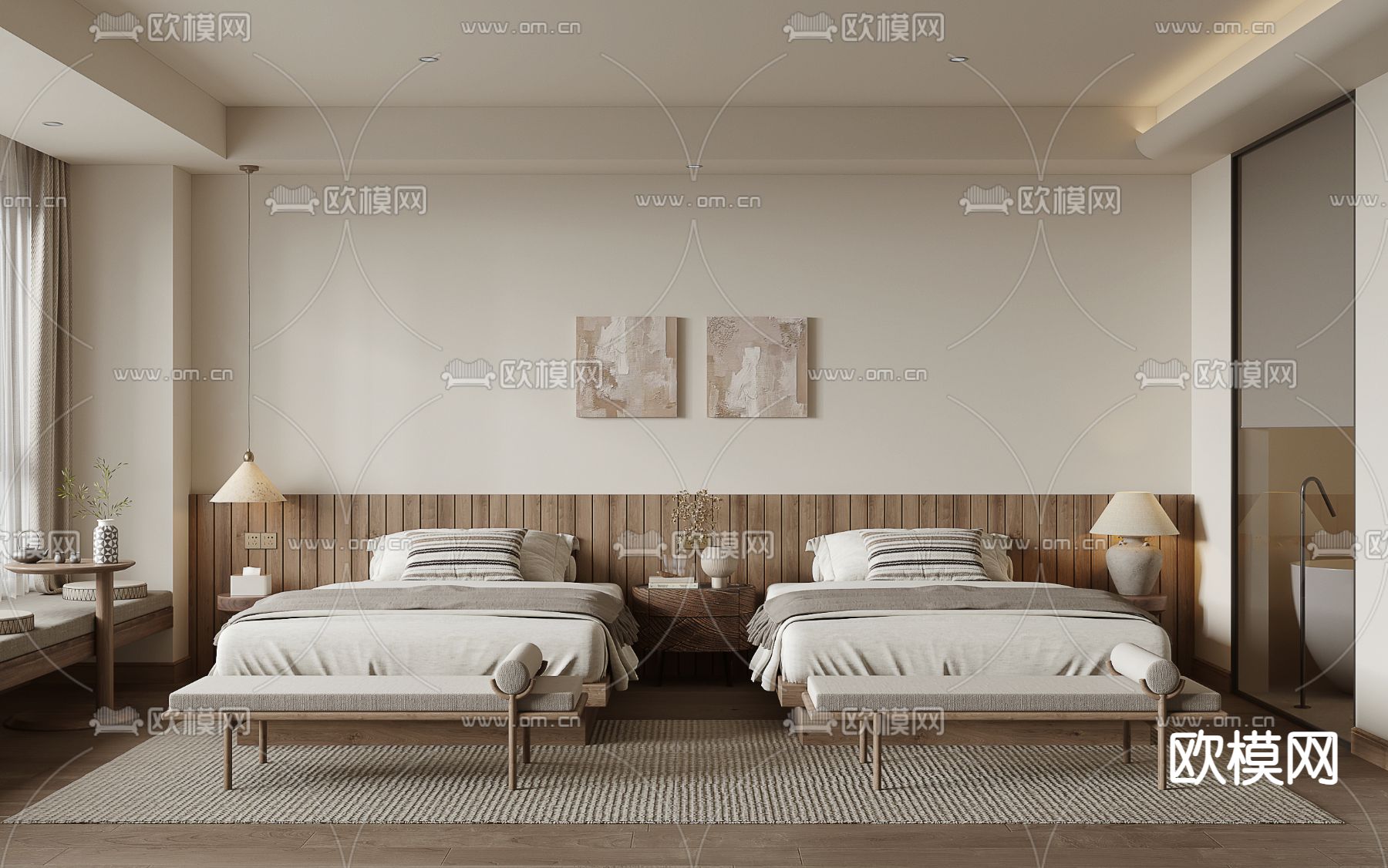 侘寂民宿 客房su模型下载（渲染图1）