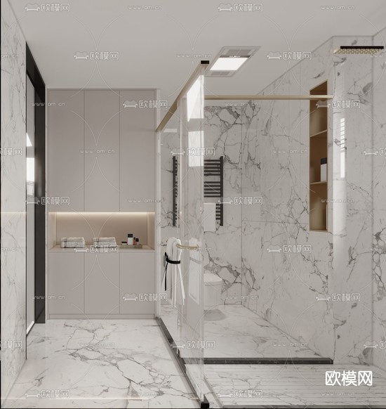 轻奢卫生间 浴室3d模型下载(渲染图2)