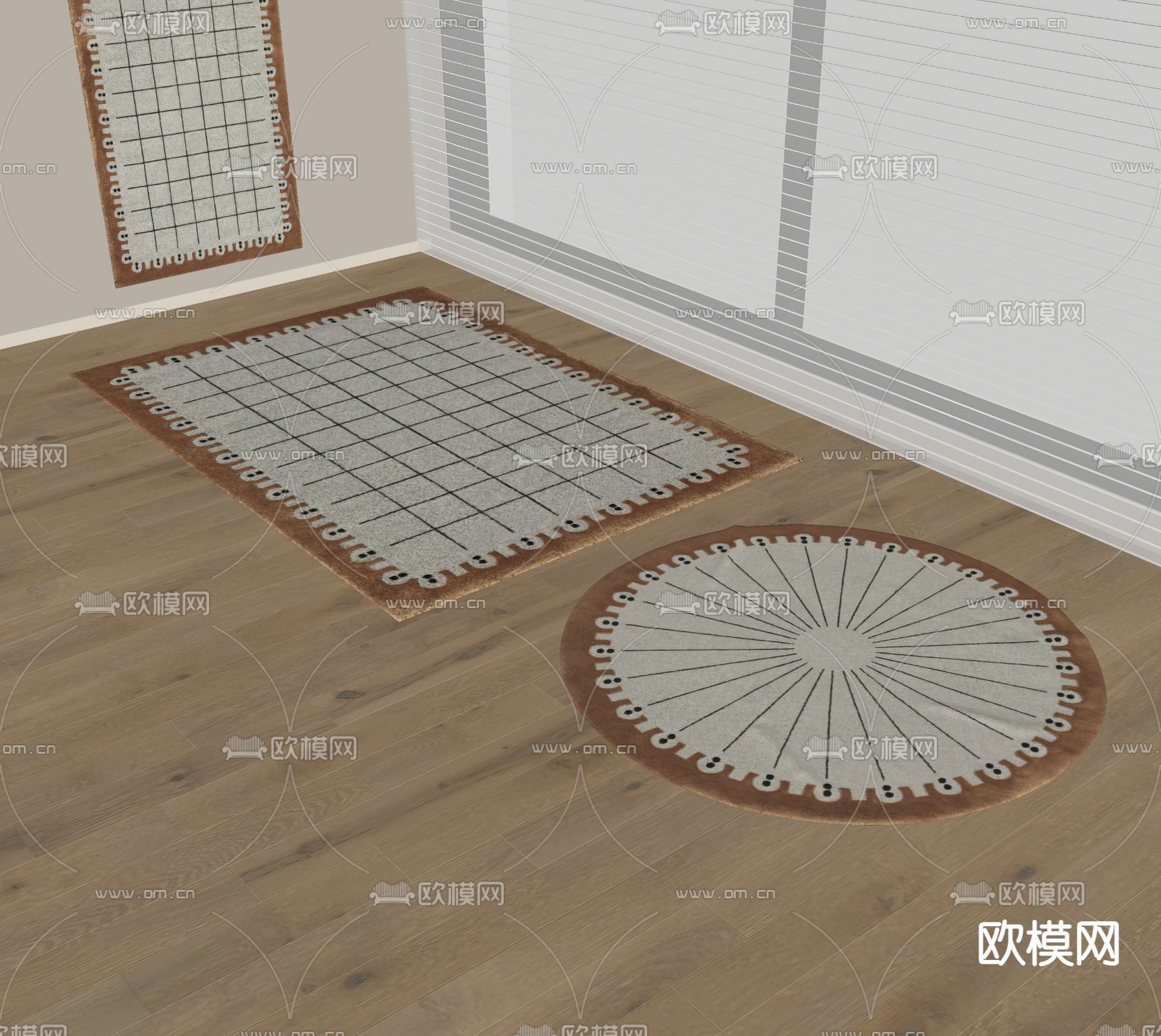 中古风地毯  宋式风地毯su模型下载（渲染图3）