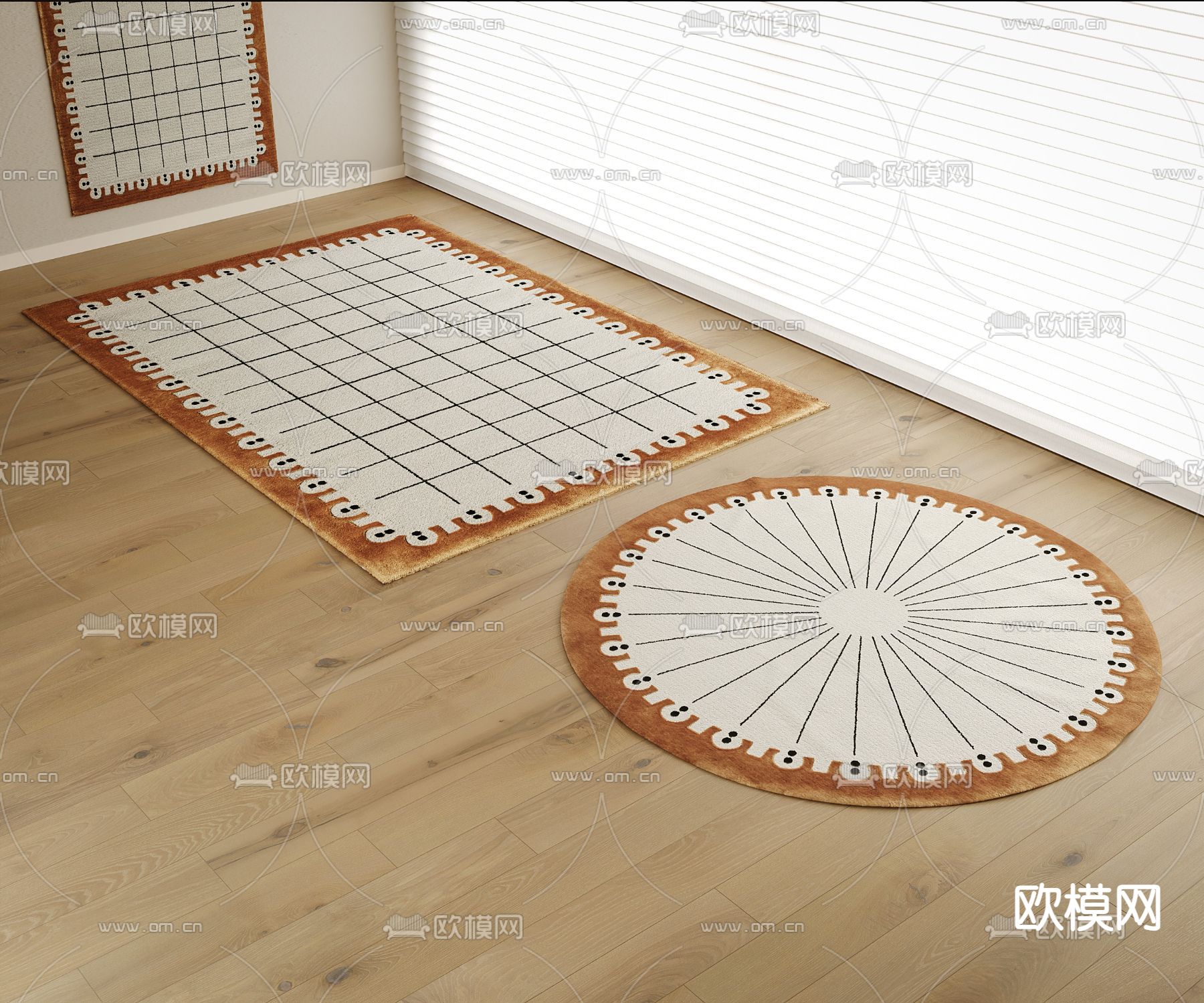 中古风地毯  宋式风地毯su模型下载（渲染图2）