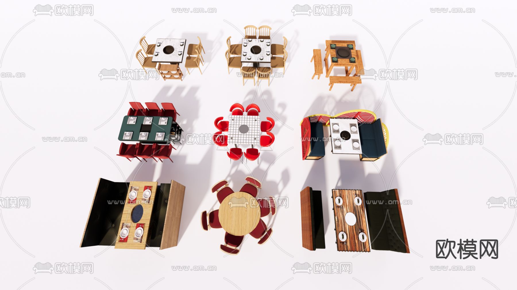 民国风餐桌椅 火锅餐桌su模型下载（渲染图1）