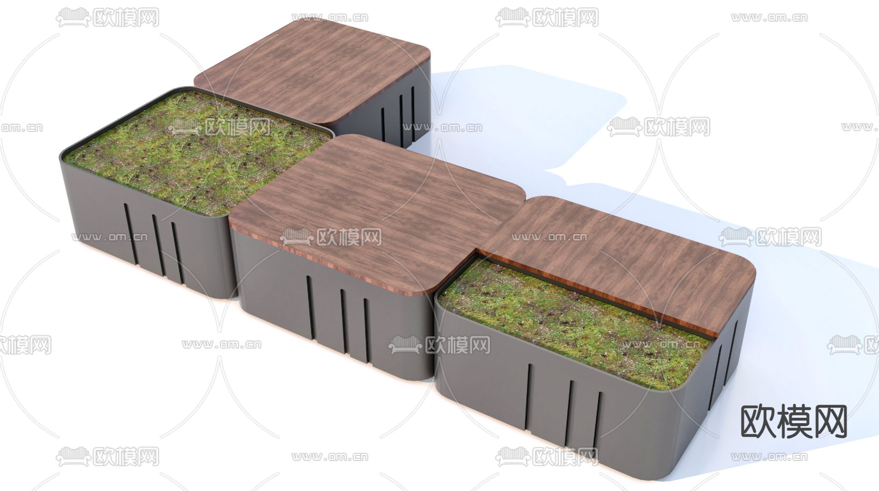 花箱 户外坐凳su模型下载（渲染图1）