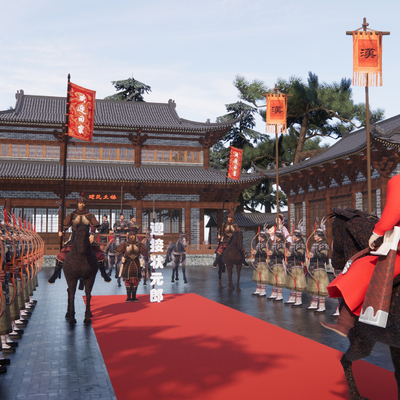  中式迎亲仪式广场 入关大典 祭祀仪式su模型 