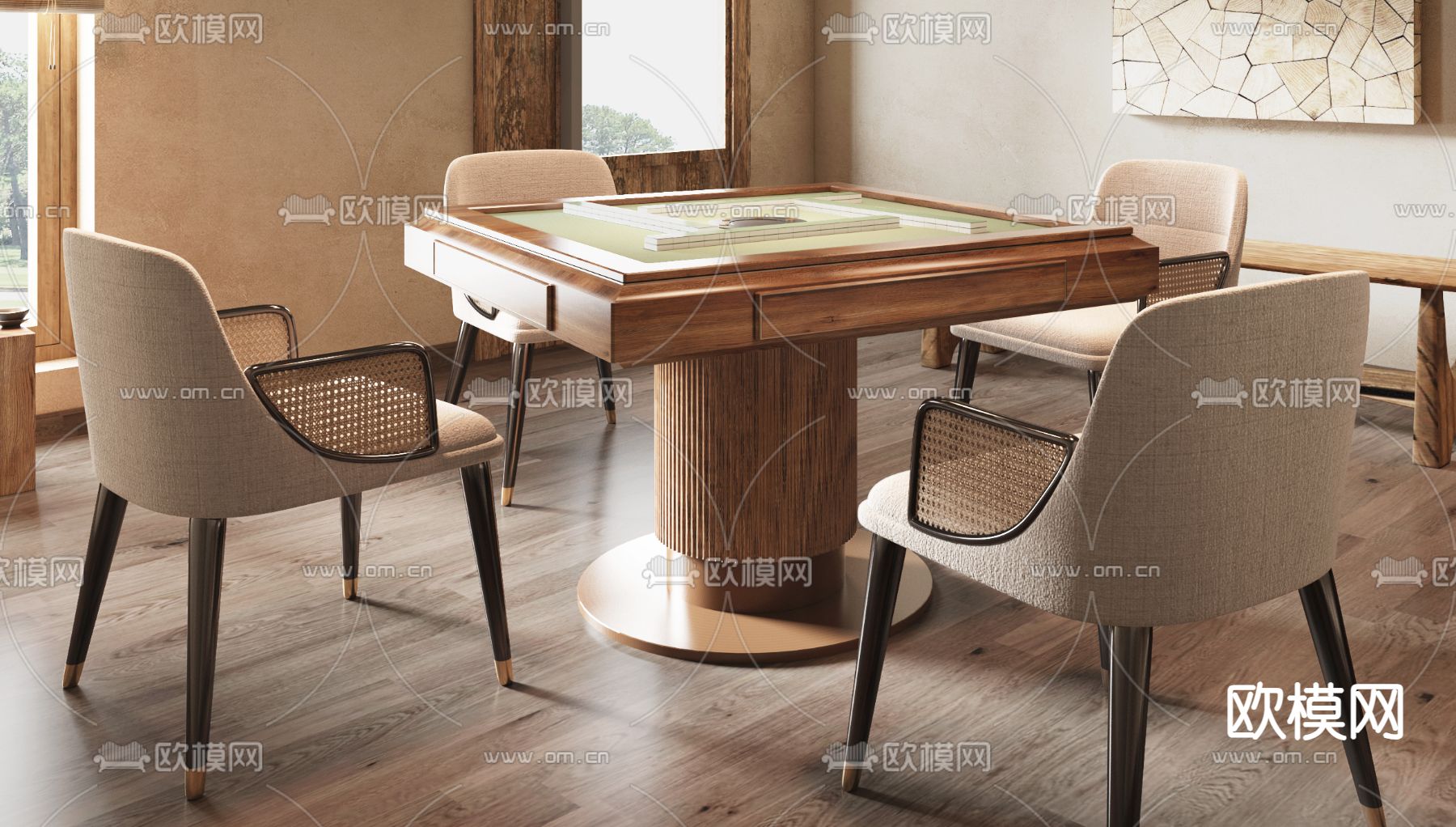 侘寂棋牌室su模型下载（渲染图2）