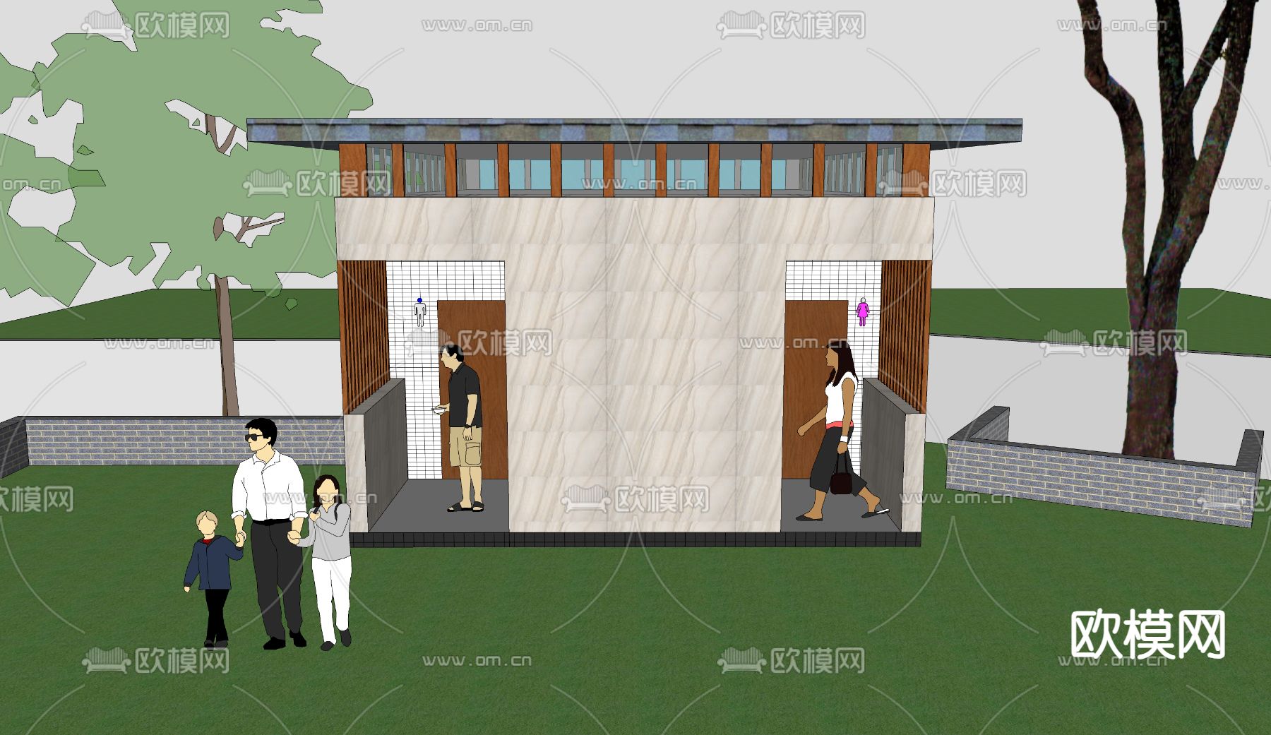 卫生间 公共厕所su模型下载