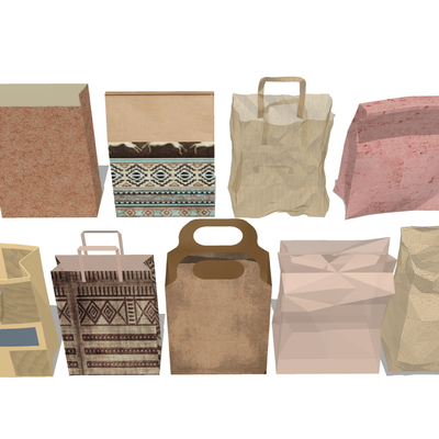  牛皮纸袋 手提袋su模型 