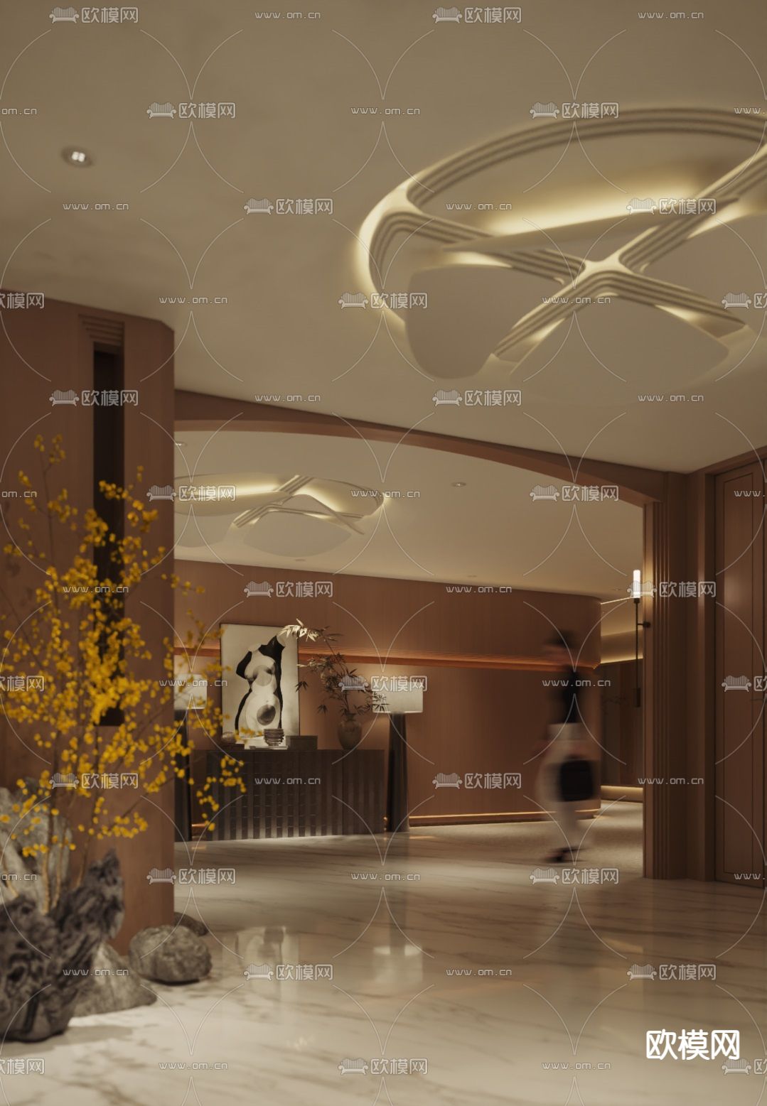 酒店中庭3d模型下载