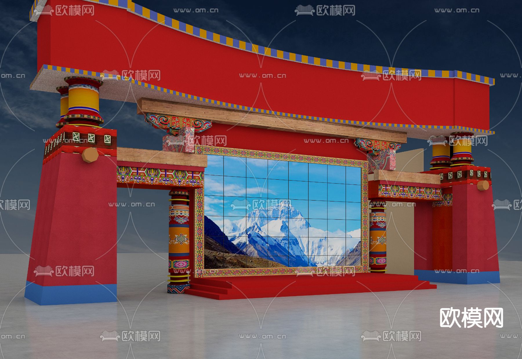 藏式戏台 舞台3d模型