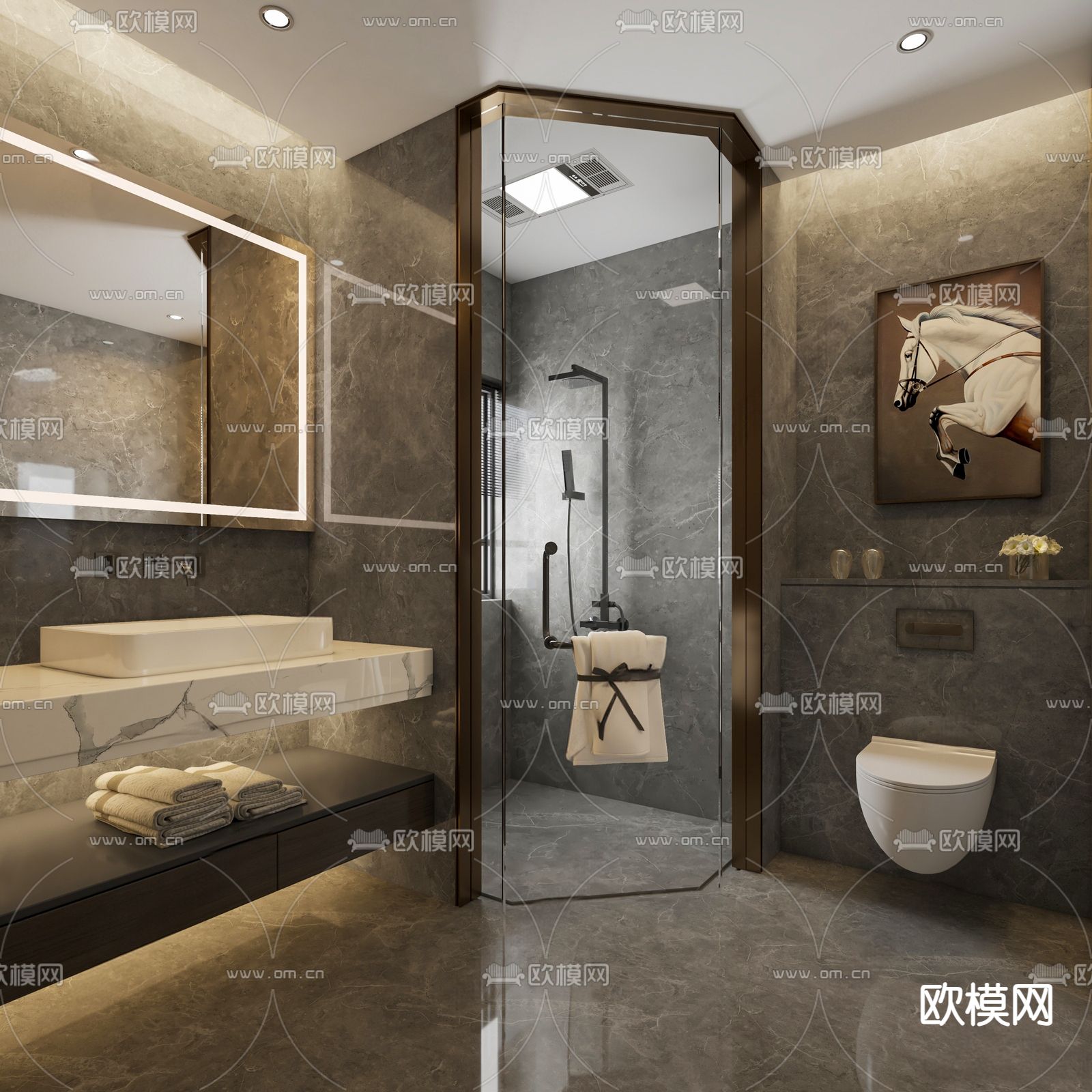 酒店卫生间su模型下载（渲染图1）