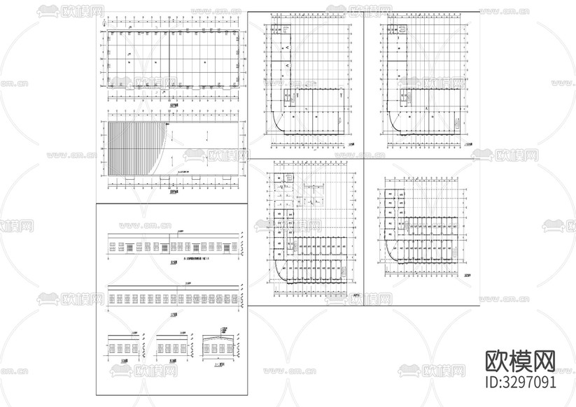 8工業(yè)廠房建筑cad立面圖下載(渲染圖2)