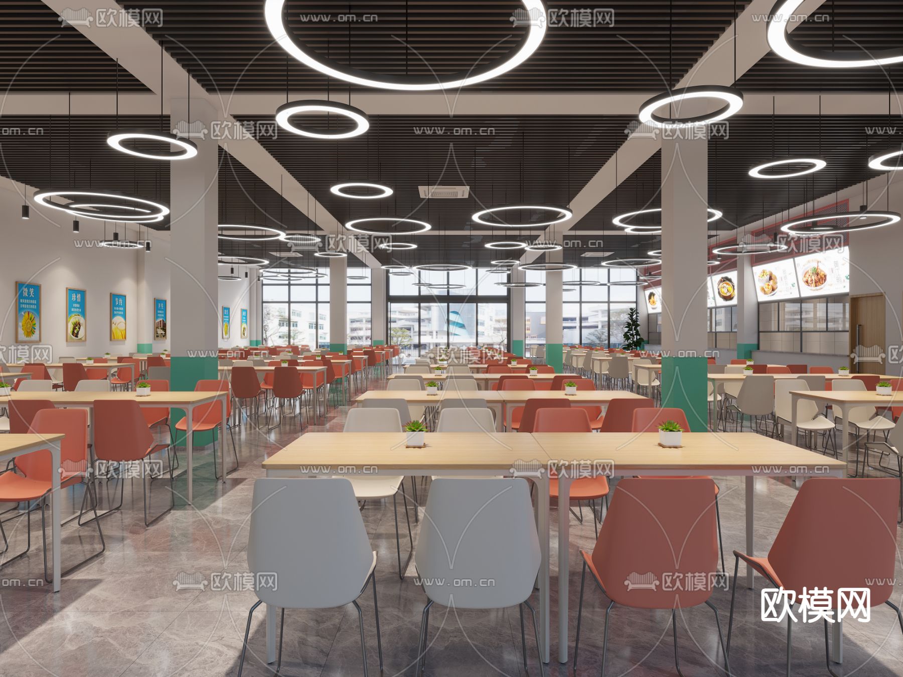 员工食堂 职工食堂3d模型下载