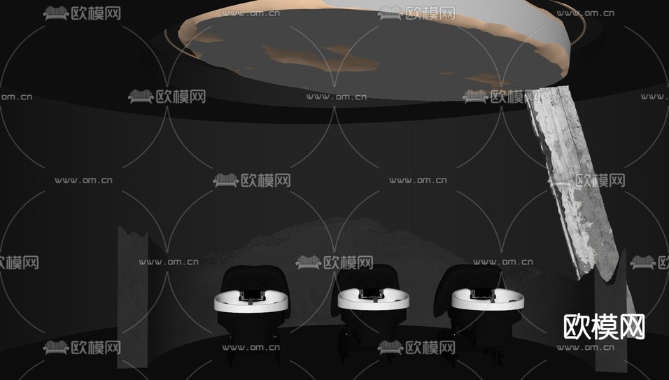 美发店洗头区su模型下载(渲染图2)