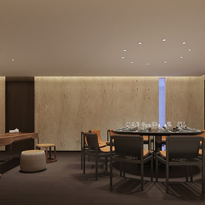  新中式中餐厅 包厢su模型 